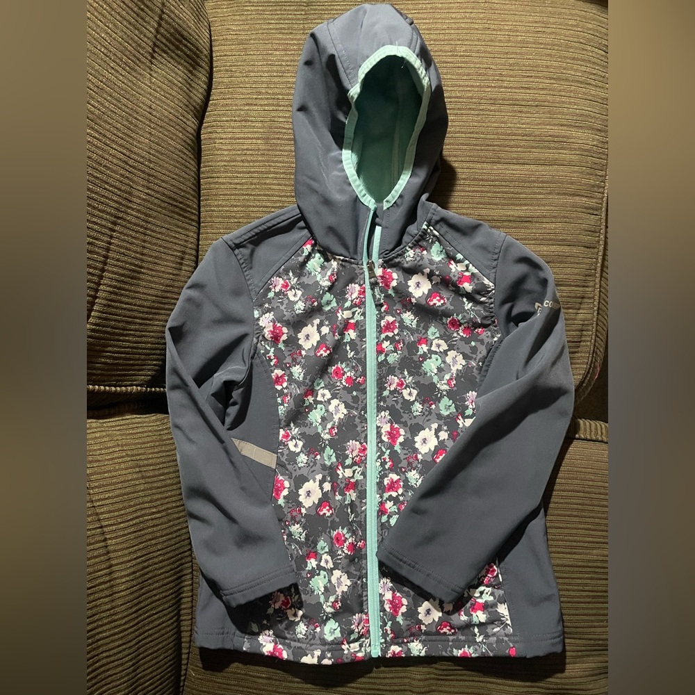 Free Country Jacket Girls Floral Fleece Lined Zipup Jacket Size 7/8